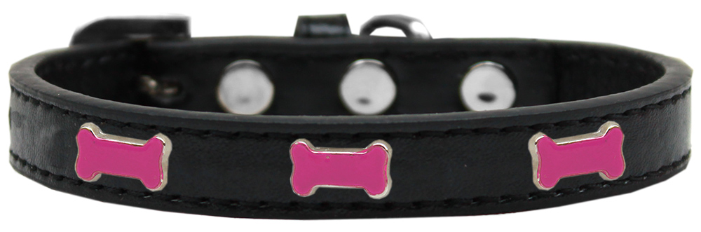 Pink Bone Widget Dog Collar Black Size 10